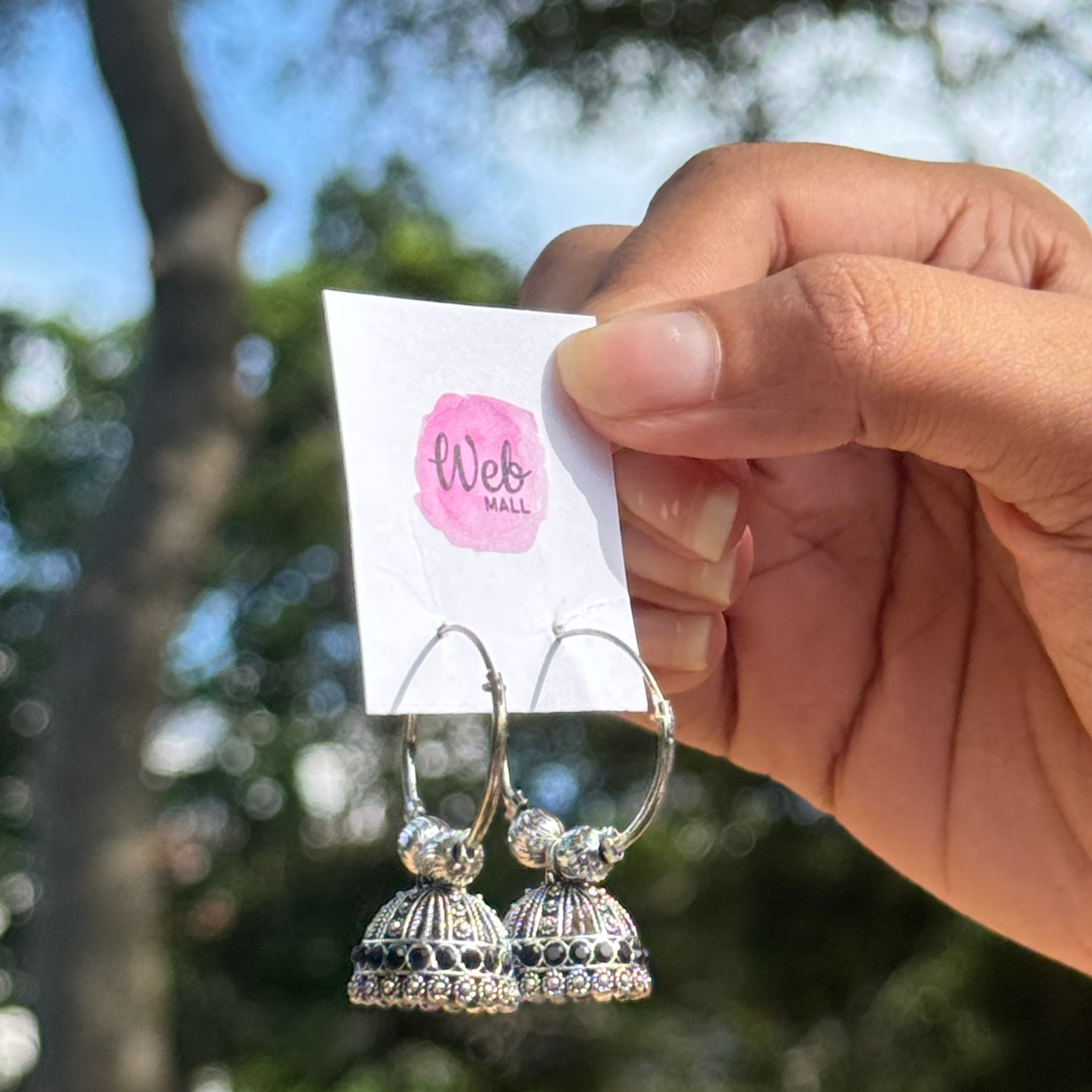 Black & Silver Hooped Jhumka 