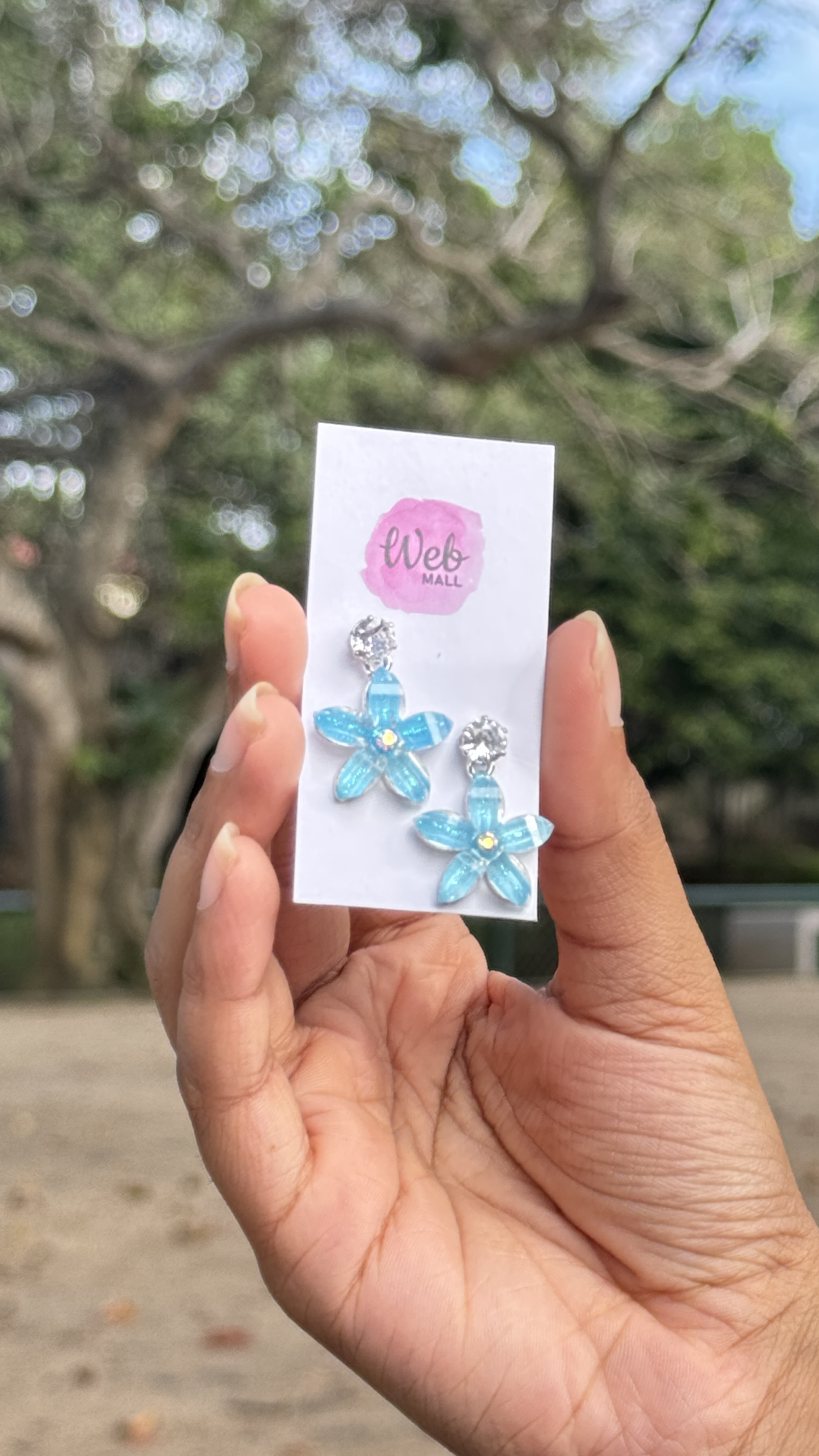 Light Blue Flower Earrings 