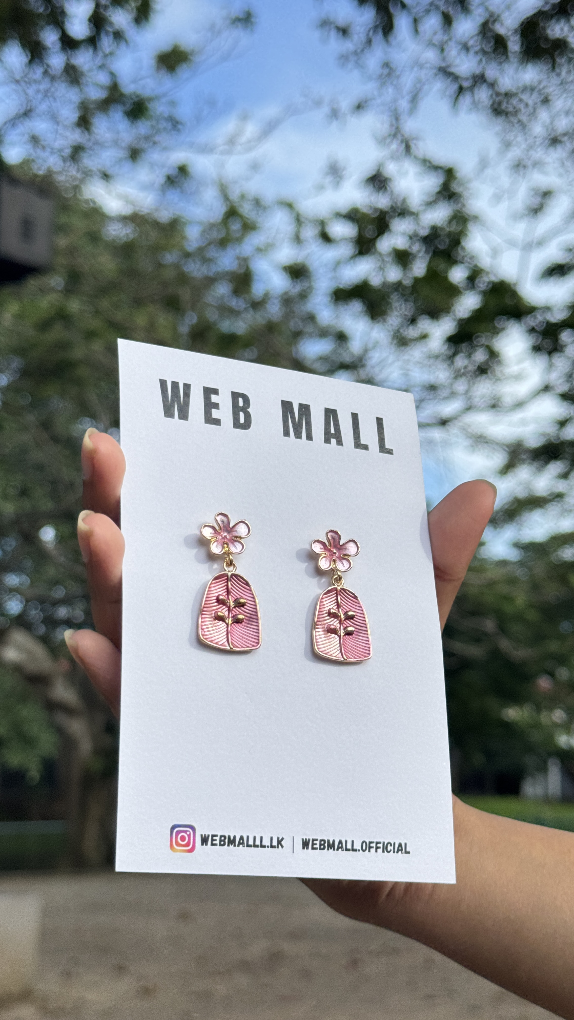 Pink Flower Drop Earrings 